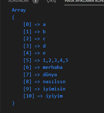 array_merge fonksiyonu kullanımı sonc